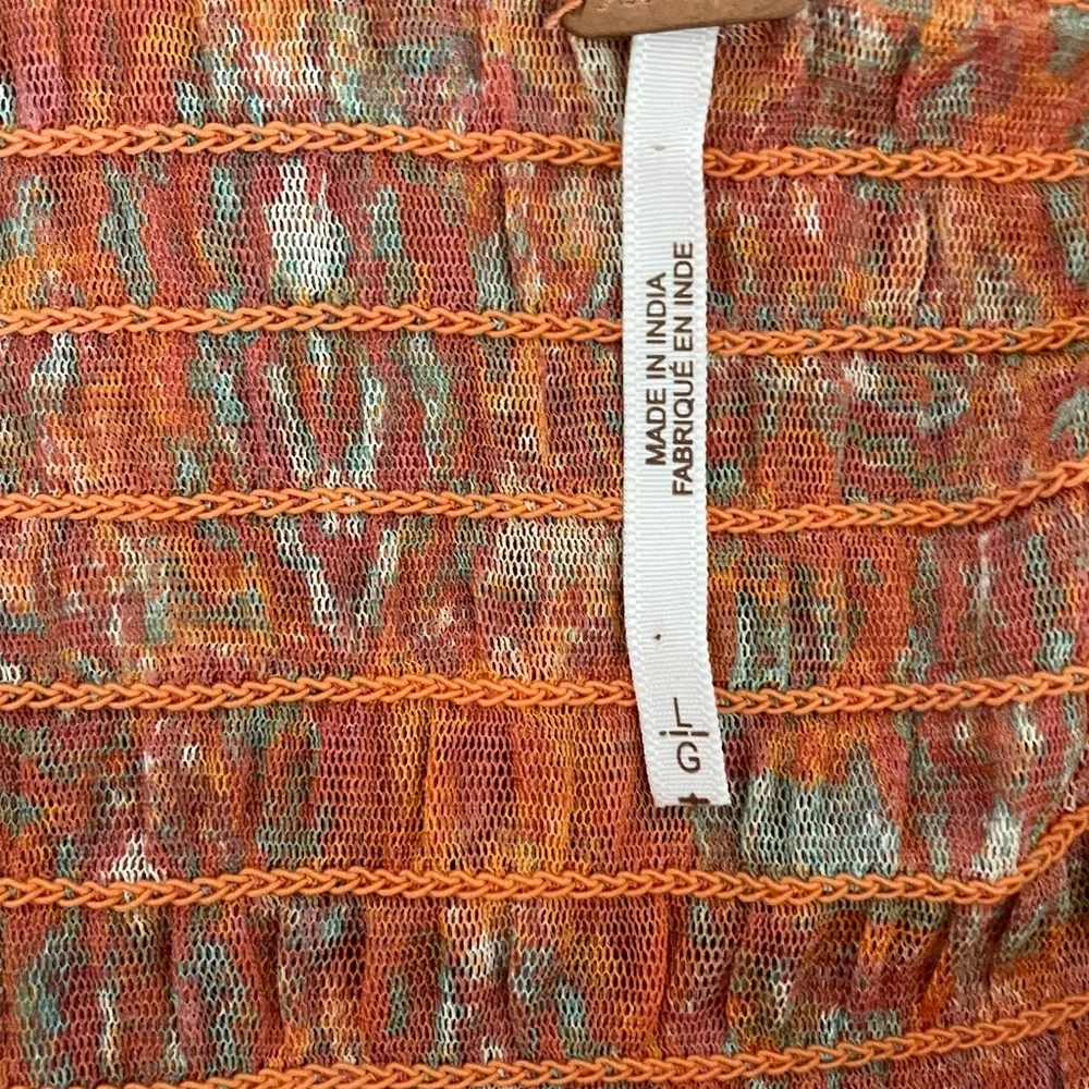 Free People Orange Floral Blouse